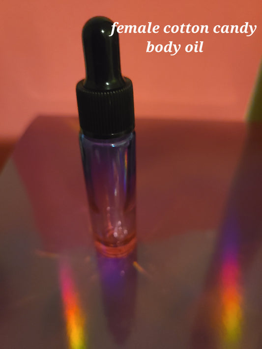 Female cotton candy body oil